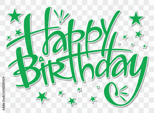 Green Happy birthday calligraphy writing