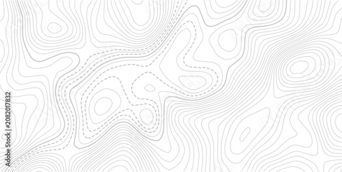 White geographic contour map. Abstract outline grid.Abstract Contour Topographic Line Pattern in Black and White, Elevation map.