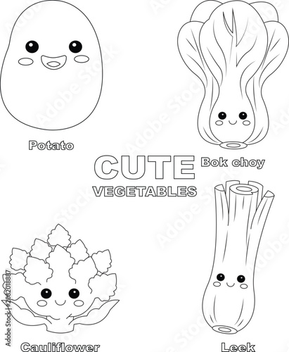 Very cute vegetables coloring page for kids
