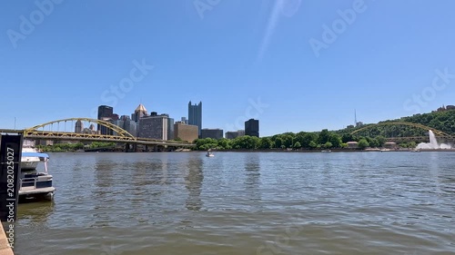 footage along the Allegheny River in Pittsburgh Pennsylvania USA