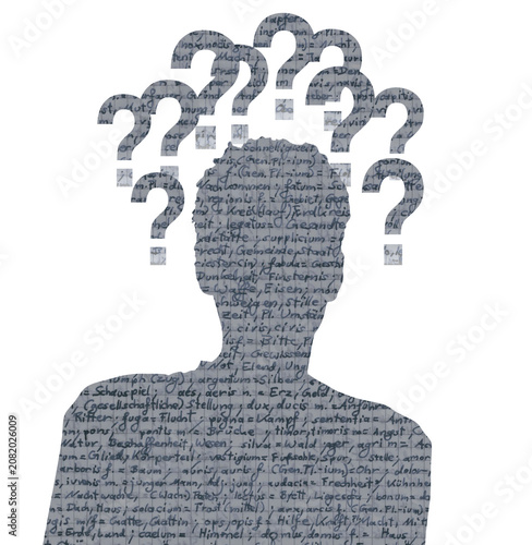 Männlicher Avatar mit Fragezeichen als silhouette