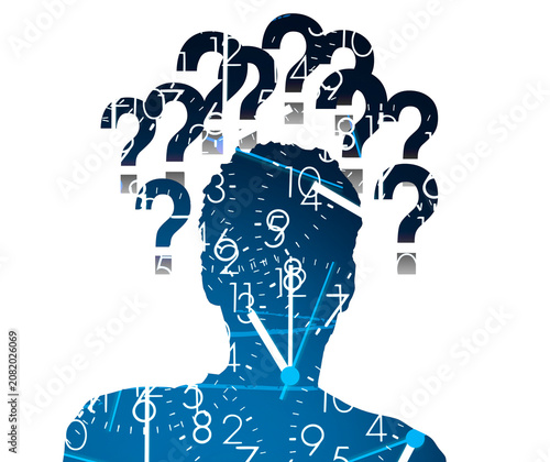 Männlicher Avatar mit Fragezeichen als silhouette