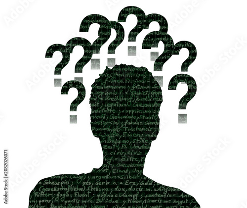 Männlicher Avatar mit Fragezeichen als silhouette