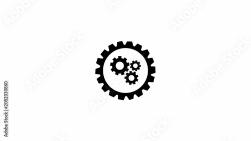 Black gear on white background mechanical symbol