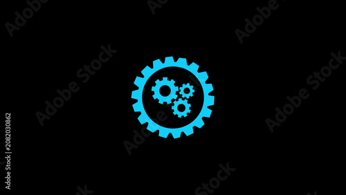 Blue gear on black background gears cogs