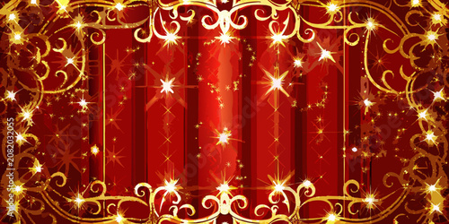 Photos Golden baroque ornament with red background decorative vector illustration