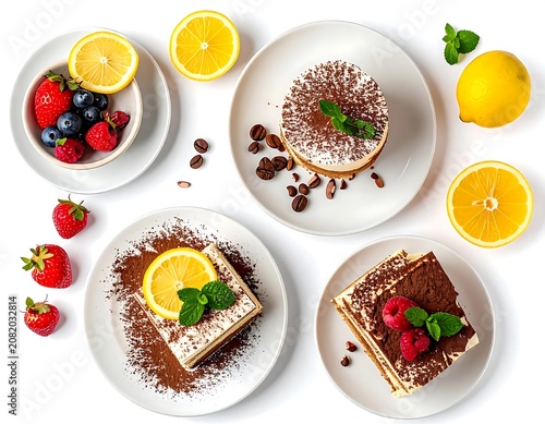 Fresh Fruit Topped Dessert Plates with Citrus and Berries.