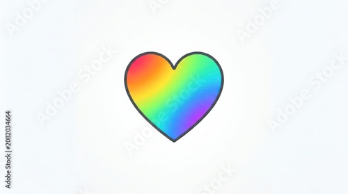 Vibrant rainbow gradient heart icon isolated on a clean white background for design.