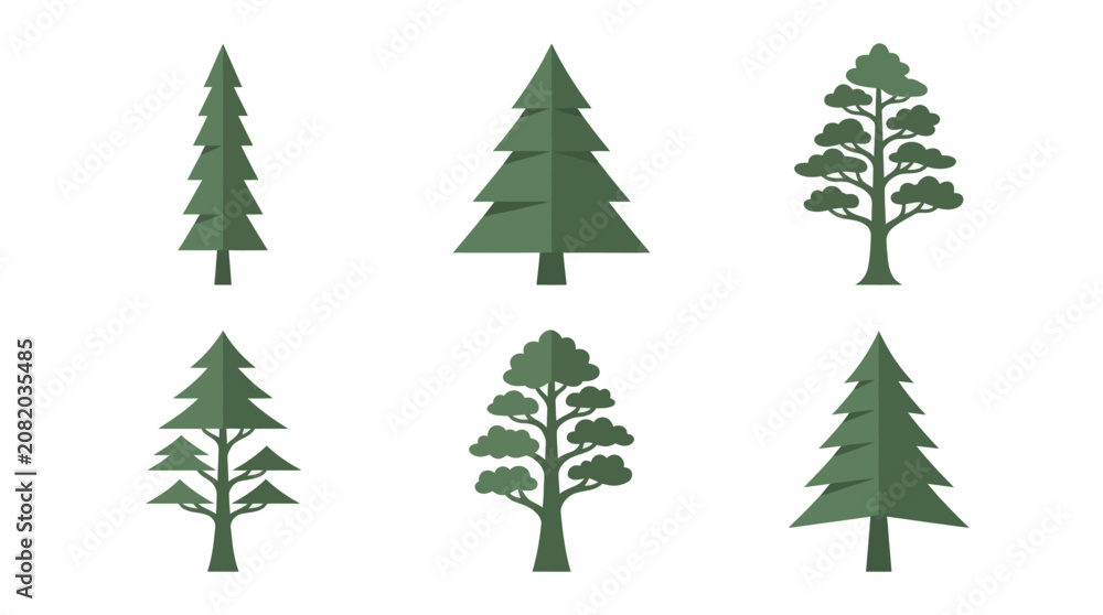 Obraz premium Assorted evergreen tree illustrations