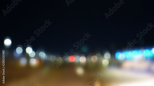 Bild auf Leinwand Colorful Bokeh Nightscape with Soft Focus Lights