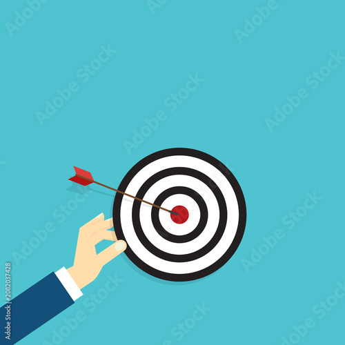 Business Target Achievement Concept with Bullseye Goal Success Strategy	