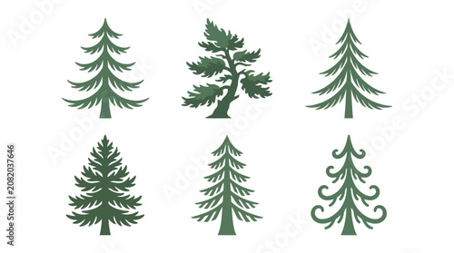 Collection of evergreen tree illustrations