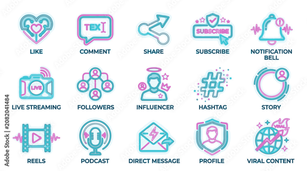 Fototapeta premium Social media icons and symbols.