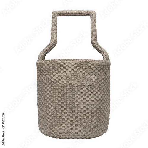 Handwoven beige tote bag with sturdy rope handles for everyday use transparent background