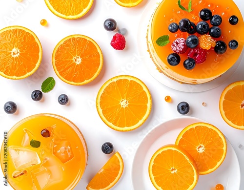 Fresh citrus and berries in vibrant fruit bowls.