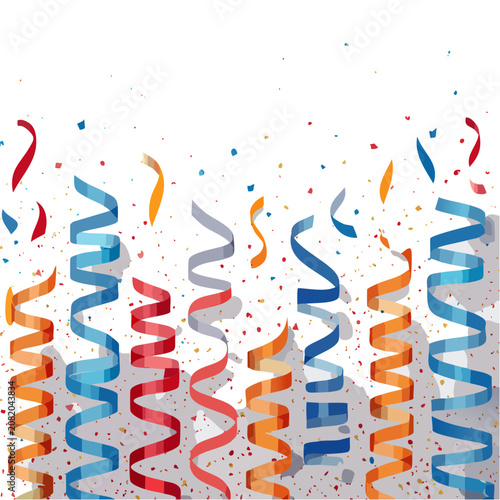 Colorful party streamers and confetti vector pattern