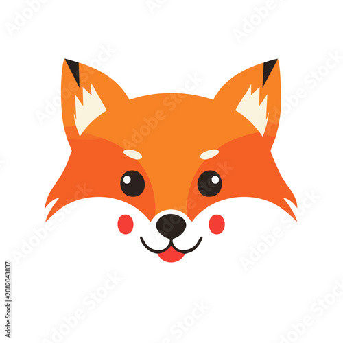 Cute cartoon fox face vector illustration