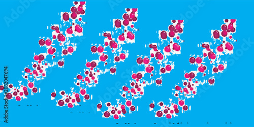 Floating Pink Petals On Bright Blue Water With Abstract Floral Reflection And Summer Vibes