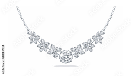 Luxury Diamond Necklace Isolated Vector Illustration