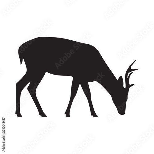 Konstfotografi Deer Silhouette Against A White Background Minimalist Wildlife Illustration