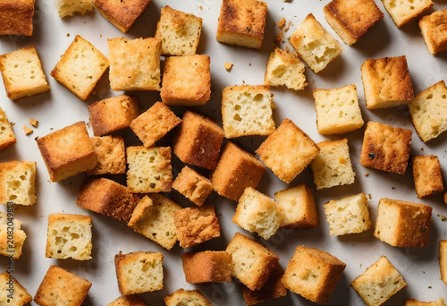 Scattered toasted bread cro...