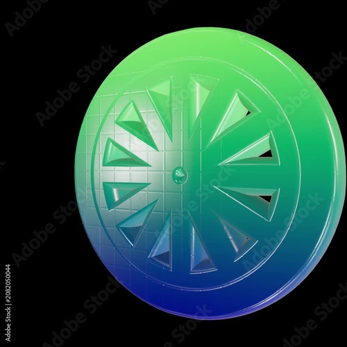 Spinning glossy green and blue circle animation 