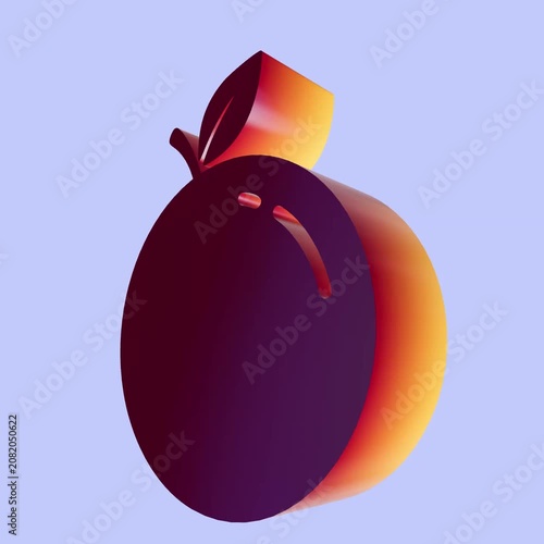 Abstract orange and yellow geometric shape rotating against a light blue background