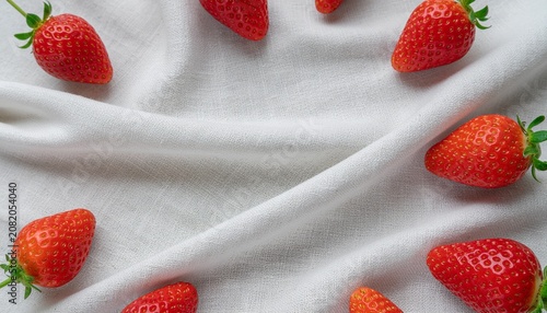 Fresh Strawberries in White Bowl on Rustic Wooden Table