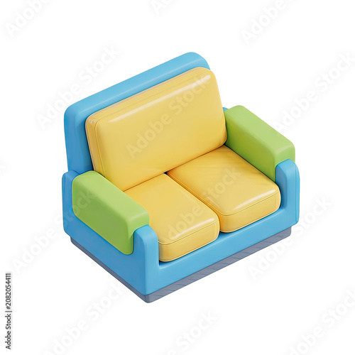 Cartoon style sofa isolated on transparent background