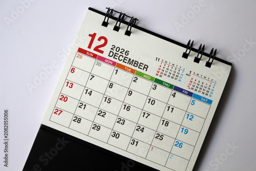 Monthly calendar template for the new year 2026 desk calendar,isolated on white background.