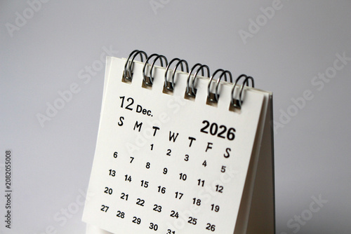 Monthly calendar template for the new year 2026 desk calendar,isolated on white background.