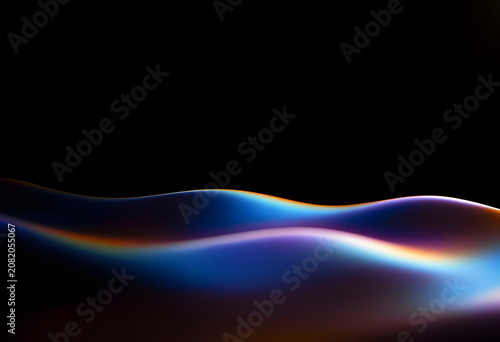 Abstract Wave of Light: A mesmerizing abstract composition featuring fluid waves of vibrant, iridescent light against a dark, void background.