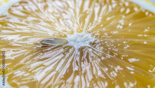 Macro Close Up of Fresh Lemon Slice