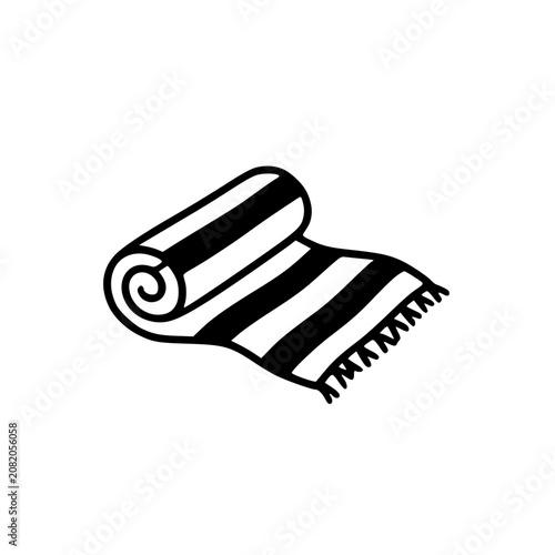 Striped Beach Towel Summer Vacation Illustration
