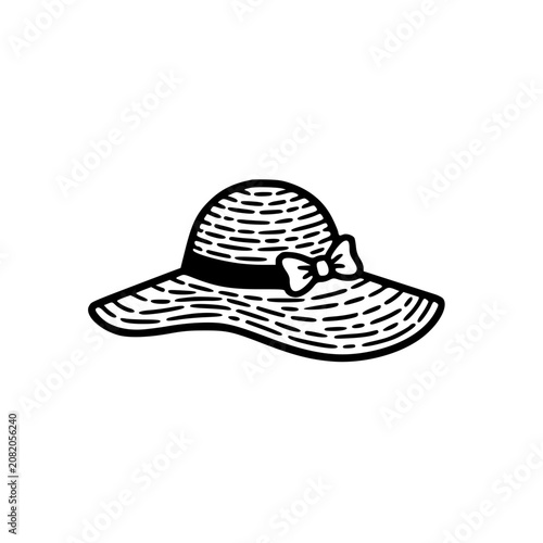 Wide Brim Summer Sun Hat Fashion Illustration