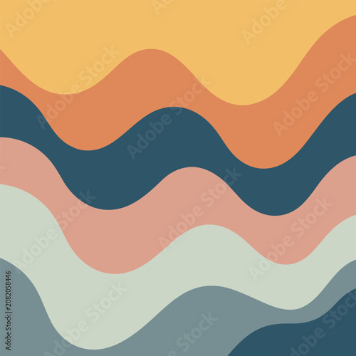 Wavy lines in pastel colors create abstract background design