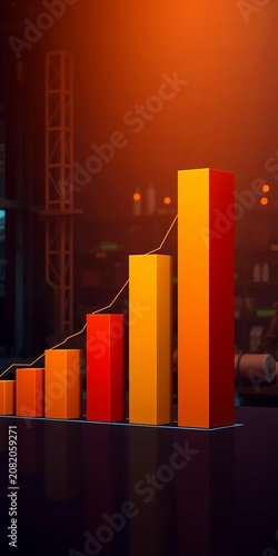 Bar graph displaying steady growth in industrial production, recovery, ||industrial