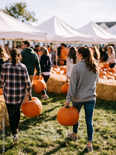 High school cheerleaders enjoy a sunny day at the pumpkin patch while showcasing their athletic spirit Generative AI