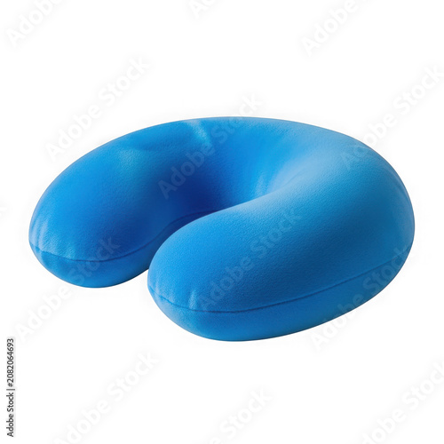Blue memory foam neck pillow for relaxation and ergonomic support transparent background