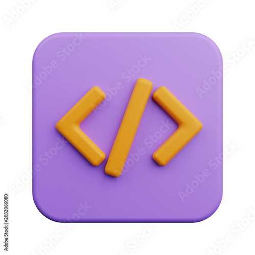 3D Cartoon Code Brackets