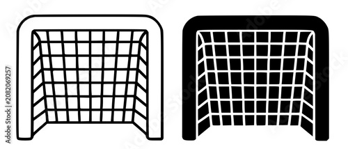 Fotografie Minimalist soccer goal icon in outline and silhouette design