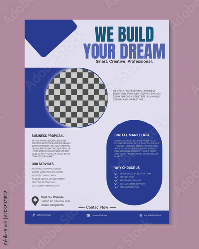 Business flyer with dream building concept design