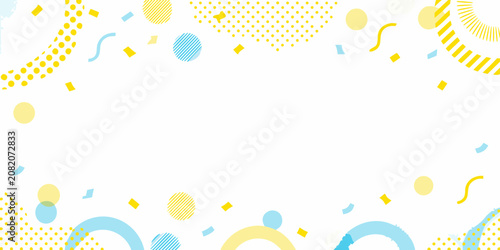 Confetti and geometric shapes vector illustration with yellow and blue tones