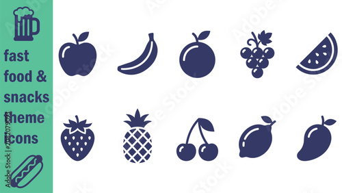 Huge set of fast food and snacks solid icons. Mega collection concept of food, dining, cuisine, burger, pizza, beverage, restaurant and delicious meals. Vector illustration

