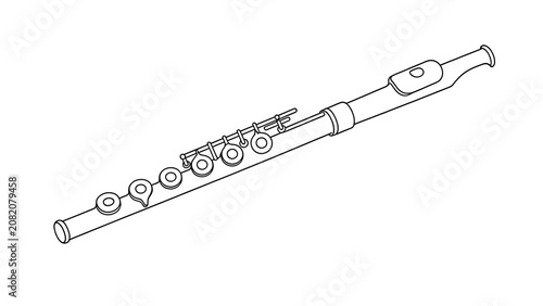 Flute line art illustration on white background.