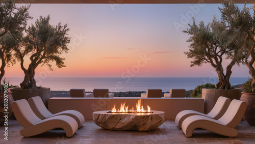Luxury Terrace Sunset with Fire Pit and Ocean View