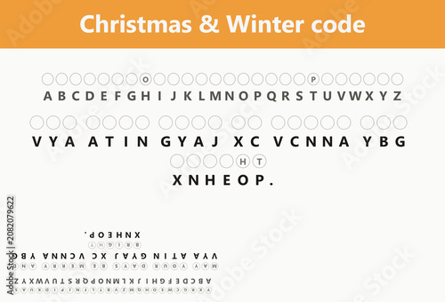 Tablou pe pânză Christmas and winter code secret message puzzle for kids educational holiday wor