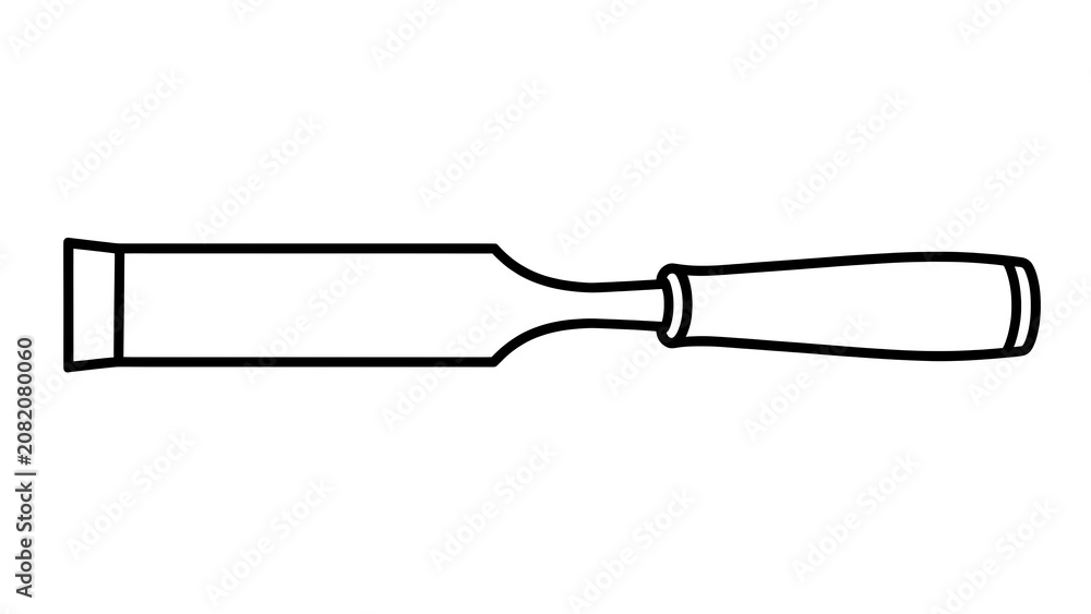 Obraz premium Hand drawn chisel tool illustration on white background.