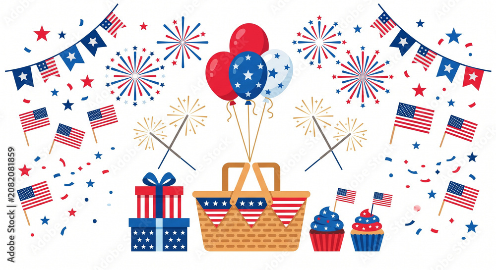 Fototapeta premium Independence Day Party Elements
