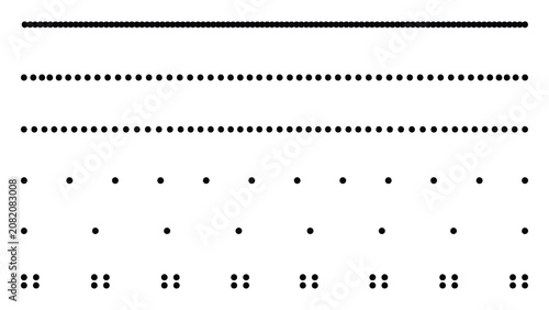 Set of black dotted lines with different spacing patterns